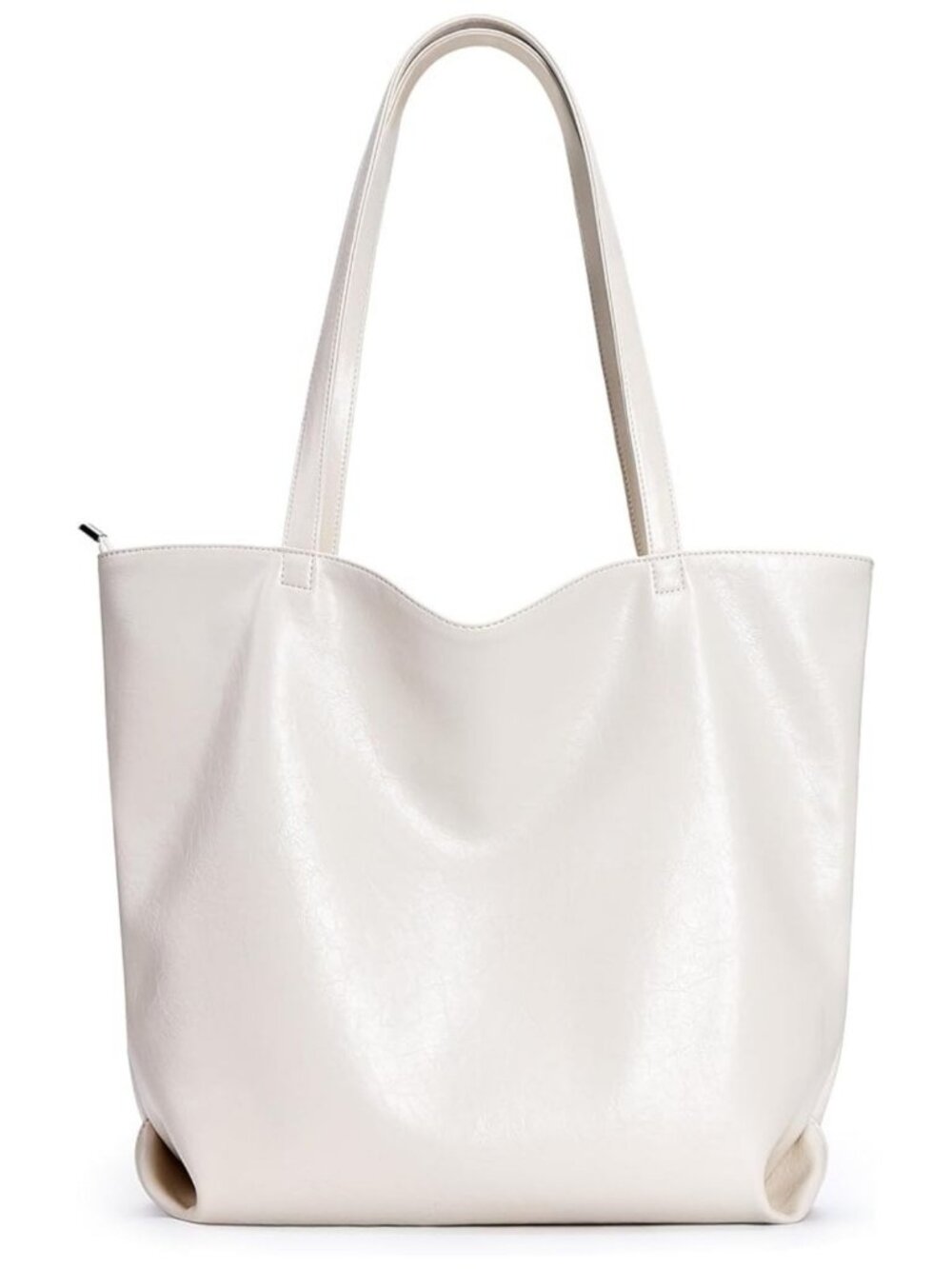WLLWOO Off White Large Soft PU Leather Tote Bag